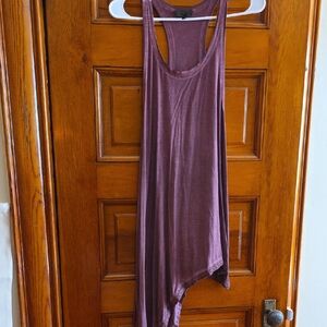 POL Asymmetric Racerback Tank Dress - Mauve Plum